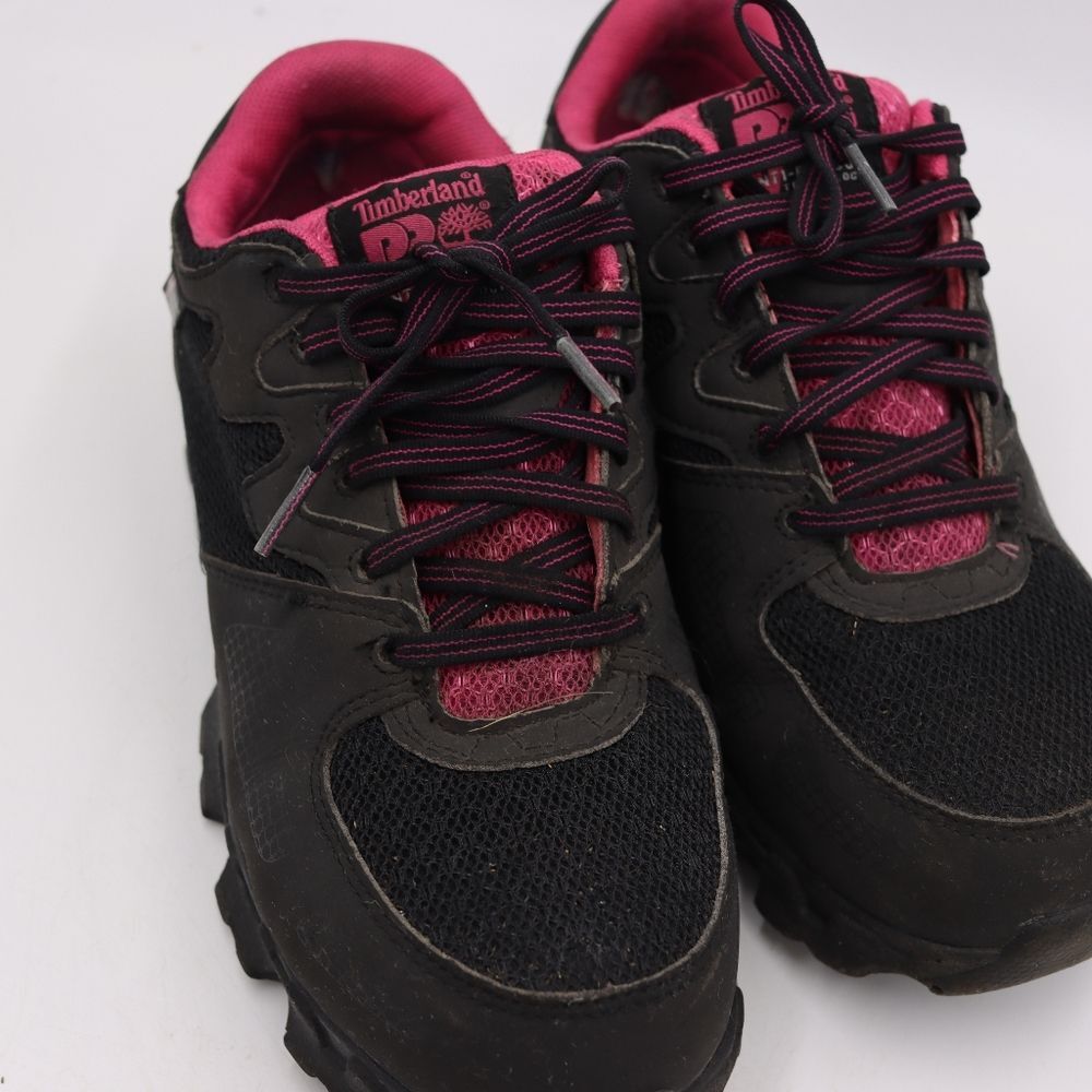 Women's Timberland PRO Powertrain Black/Pink Alloy Safety Toe Sneaker - Size 7